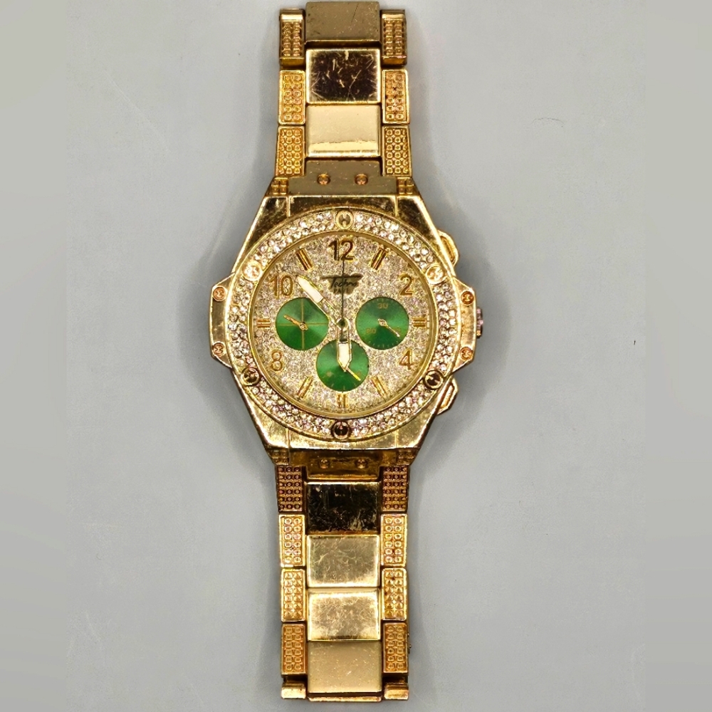 Used Gold and Green Techno Pave Watch